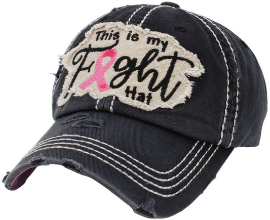 KBETHOS KBV-1182 BLK Pink Ribbon Breast Cancer Awareness Fight Hope Vintage Baseball Cap Hat Women Cotton Adjustable