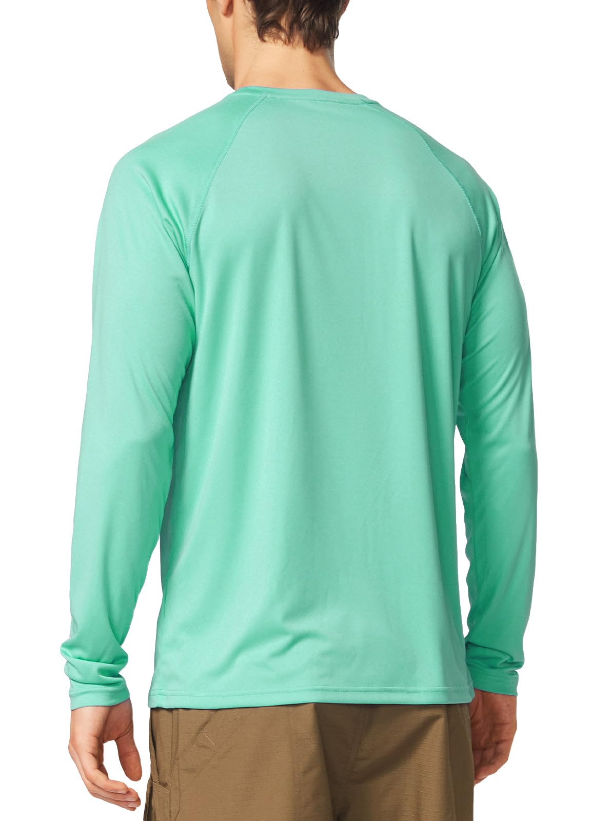 baleaf Mens UPF 50+ Sun Protection Shirts Long Sleeve Rash Guard, Quick Dry 4-Way Stretch for Fishing Swimming Surfing 02-Beach Glass 3XL