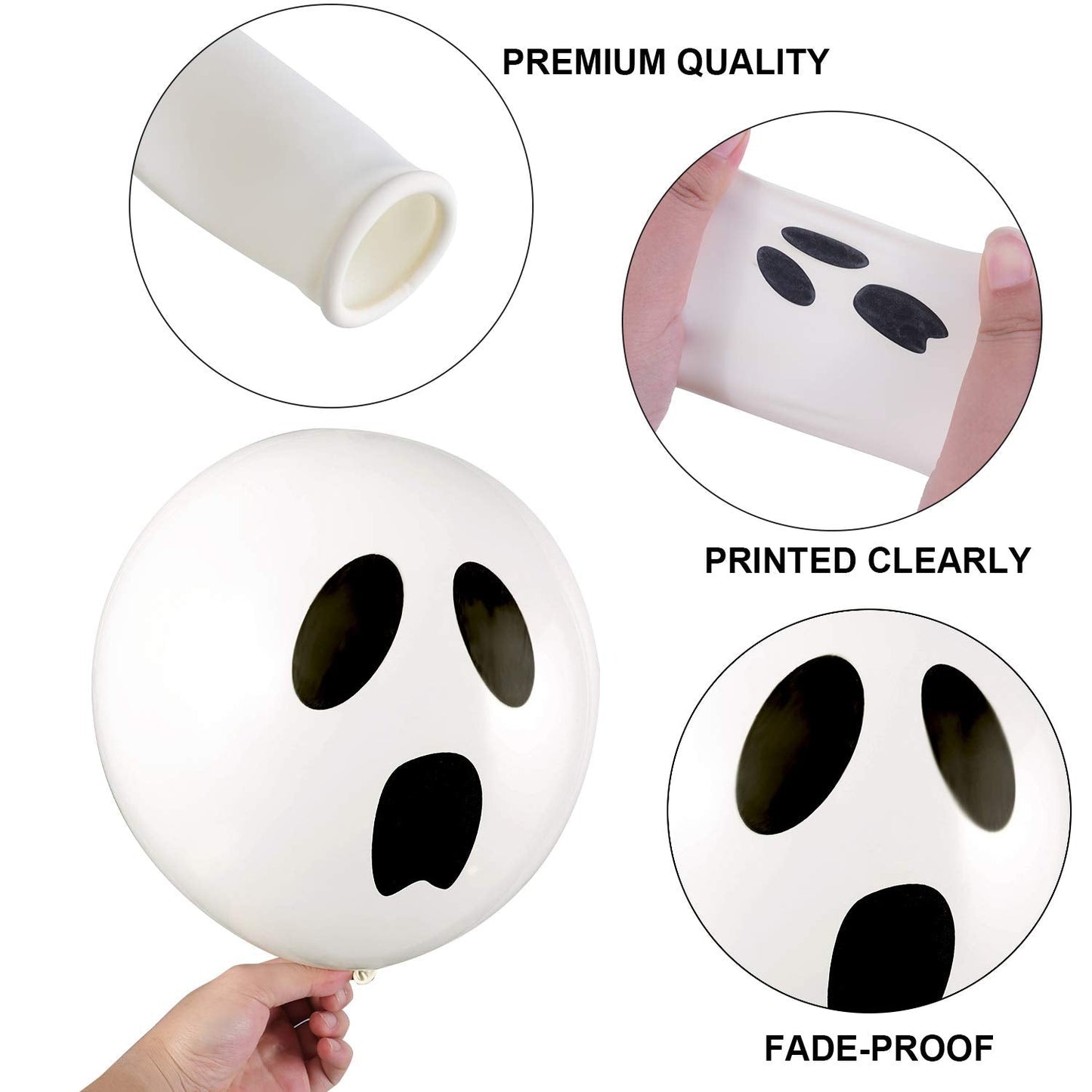 Skylety 100 Pcs Ghost Balloons 12 Inch Halloween Latex Balloon Arch Scary Halloween Party Decorations Ghost Party Favors