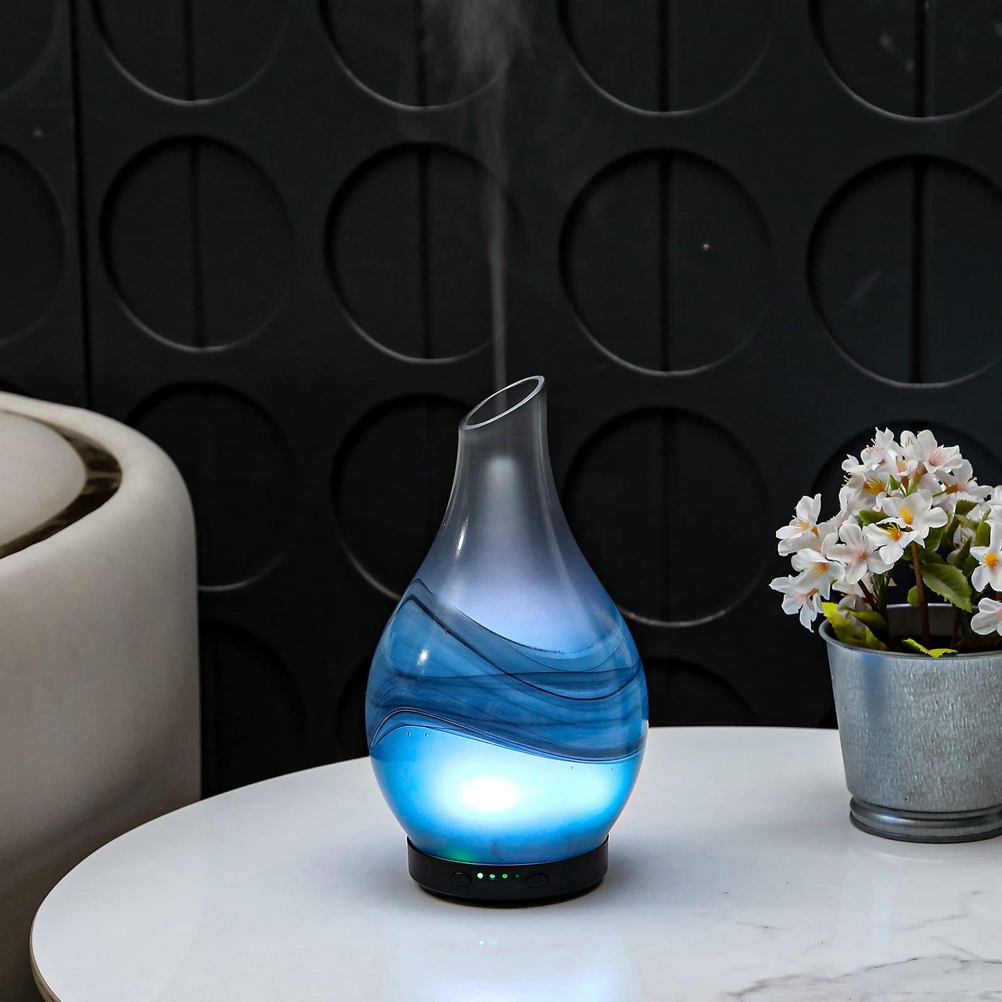MAXWINER Essential Oil Diffusers Ultrasonic 3D Glass Aromatherapy Diffuser, Auto Shut-Off, Timer Setting, 7 Colors LED Lights Changing for Home, Office, Spa 120ml