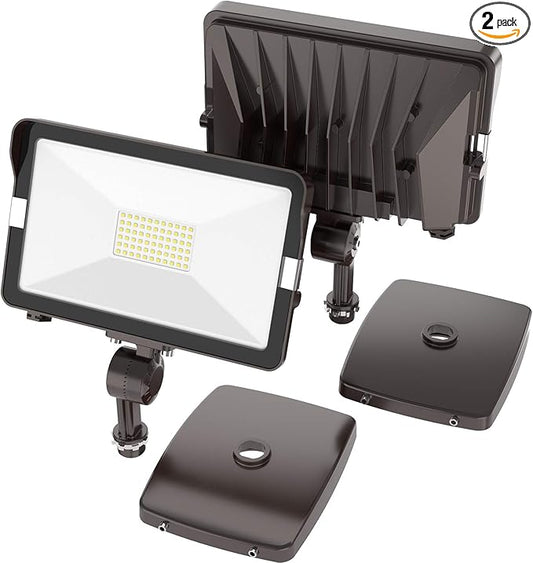 HYPERLITE 50W Flood Lights Outdoor 2 Pack, LED Flood Light with Knuckle Mount, Floodlight Wall Mount 5000K 5,500Lm IP65 Waterproof LED Security Lights for Yard Garden Garage UL Listed