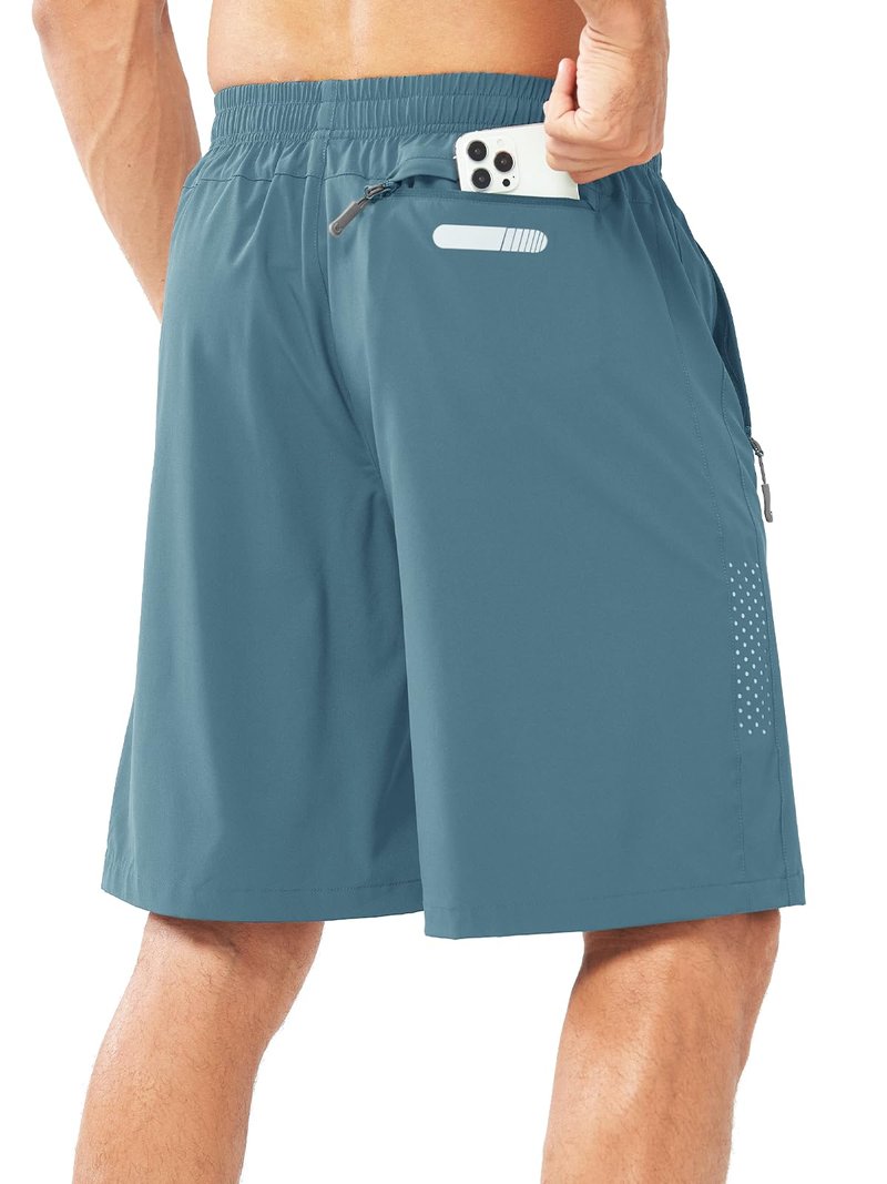NORTHYARD Men's Athletic Running Shorts Gym Workout 7"/9"/5" Quick Dry Lightweight Sports Basketball Tennis 3 Zipper Pockets GREYBLUE-9inch M
