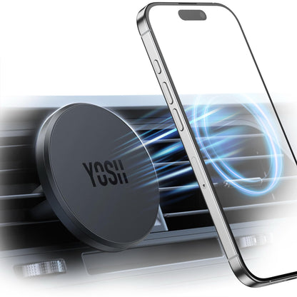 YOSH for MagSafe Car Mount, Magnetic Phone Holder for Car Vent, [1s Installation & Full Rubber Protection], N55 Magnets for iPhone 17/16/15/14/13/12, Fits MagSafe Cases, No Metal Plate Needed