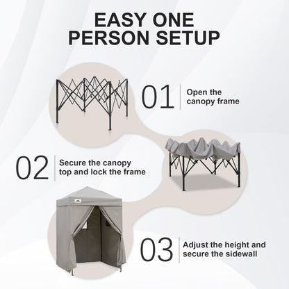 EAGLE PEAK Flex Ultra Compact 5x5 Pop-up Canopy, Sun Shelter, Changing Room, Portable Privacy Canopy Cabana for Pool, Fashion Photoshoots, or Camping, Gray