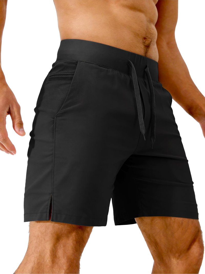 Comdecevis Mens Running Shorts 7 Inch Quick Dry Casual Hybrid Gym Workout Athletic Shorts for Men L(36) Black