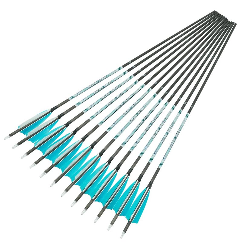 Linkboy Archery 30inch Carbon Arrow 0.001 400 500 600 700 Spine Arrows Compound Bow Hunting Arrows recurve Bow Target Feather 12pcs