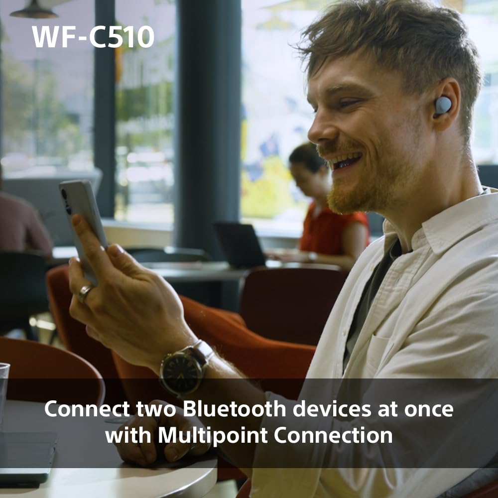 Sony WF-C510 Truly Wireless Earbuds – Small, Light, Bluetooth In Ear Headphones with Multipoint Connection, Ambient Sound, IPX4 Rating, Spotify Tap, Quick Charge, 22 HR Battery, iOS & Android - Black