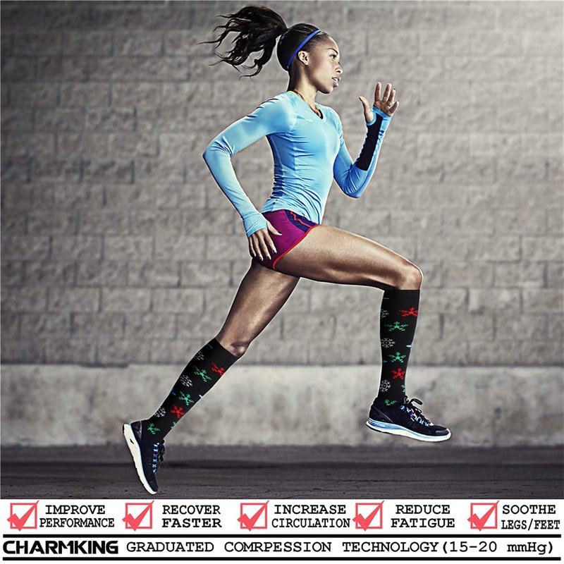 CHARMKING Compression Socks for Women & Men (8 Pairs) 15-20 mmHg Graduated Copper Support Calf Socks are Best for Pregnant, Nurses - Boost Performance, Circulation, Knee High Wide Calf(L/XL, Multi 23)