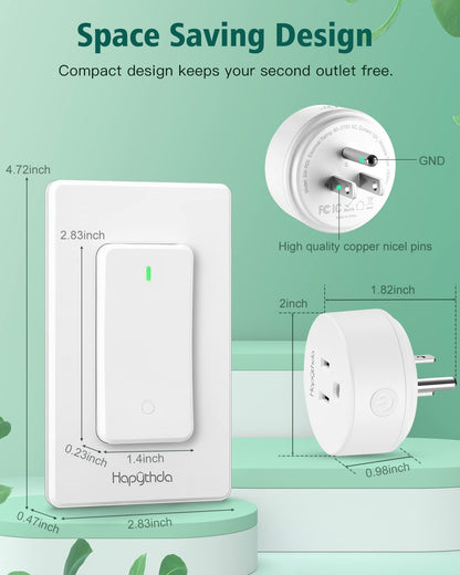 Remote Control Outlet, Buckle Design Removable Wireless Wall Mounted Light Switch, 300 ft 15A 1500W, No Wiring Electrical Remote Outlet for Appliance