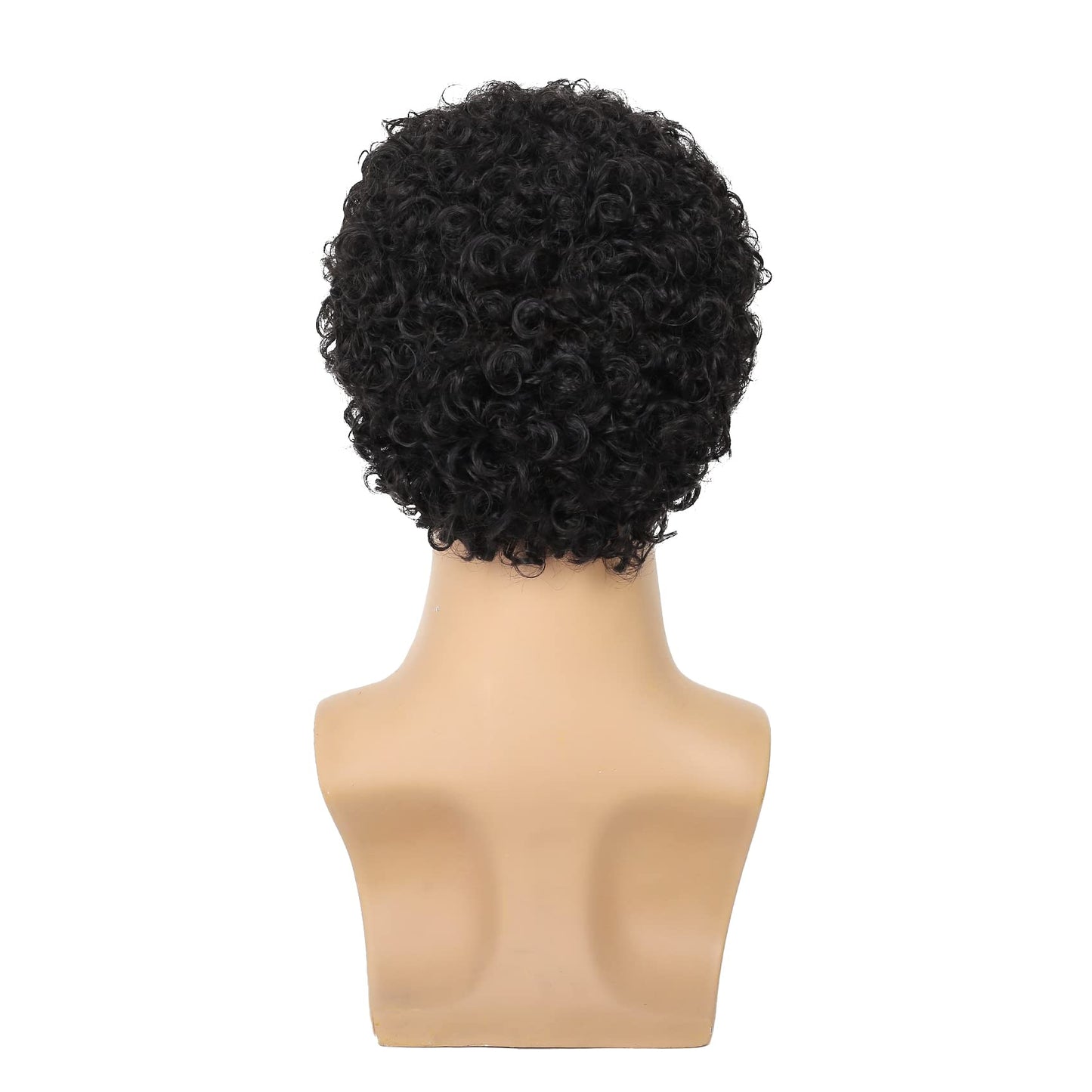 Swiking Mens Curly Afro Wigs Short Black Wig for Male Guy Rocker Wig California Halloween Cosplay Costume Full Wigs（Black）