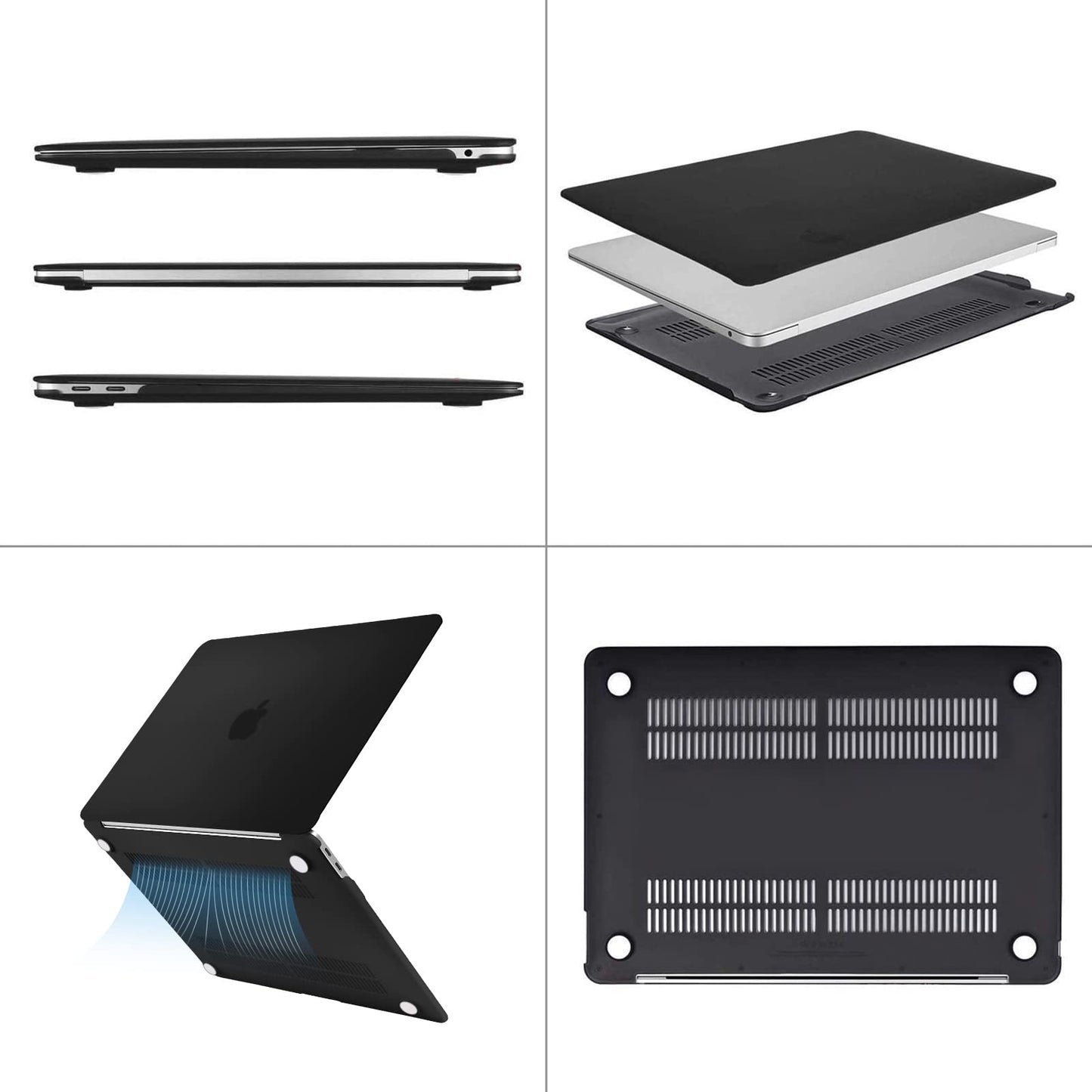 MOSISO Compatible with MacBook Air 13 inch Case M1 A2337 A2179 A1932, Protective Hard Shell Cover Compatible for MacBook Air M1 Case 13.3 inch 2021 2020 2019 2018 Retina Touch ID, Black