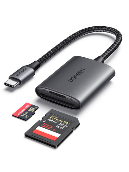 UGREEN USB C 312MB/S SD 4.0 Card Reader, USB C to Micro SD/SD Cards Adapter, Aluminum External Memory Card for SDXC/SDHC/SD/MMC/RS-MMC/Micro SDXC/Micro SD/Micro SDHC Card/UHS-II, and UHS-I Cards
