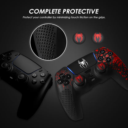 JORREP Anti-Slip PS5 Controller Skin, PS5 Controller Accessories, Non-Slip Silicone PS5 Controller Cover Case with Thumb Grip Gaps, Touch Pad Sticker and Cover Wrap Stickers