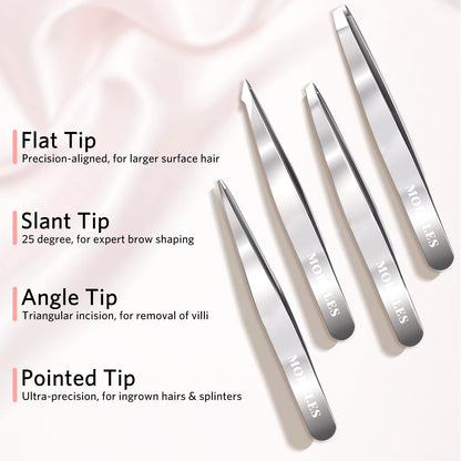 MORGLES Tweezers Set and Nail Clippers, 9 Pcs Stainless Steel Tweezers Kit for Men Professional Manicure Set for Men Grooming Kit with Leather Travel Case