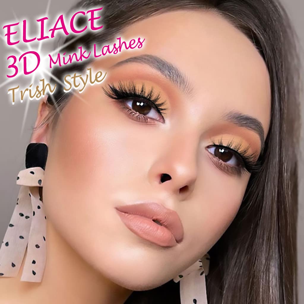 Eliace False Eyelashes 15 Pairs Cat Eye-Lashes 3D Mink Lashes,Spiky Wispy Natural Long Faux Mink Lashes Strips Soft & Reusable Makeup Professional Fake Eyelashes Pack | Trish Style