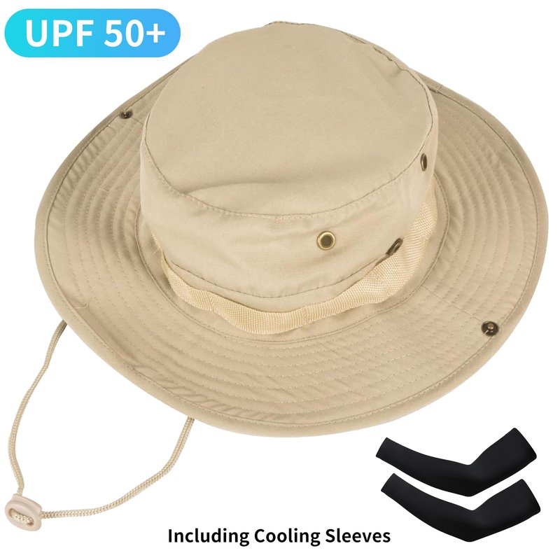 Sun Hats for Men Women Bucket Hat UPF 50+ Boonie Hat Foldable UV Protection Hiking Beach Fishing Summer Safari(Upgraded-1pack-Beige)