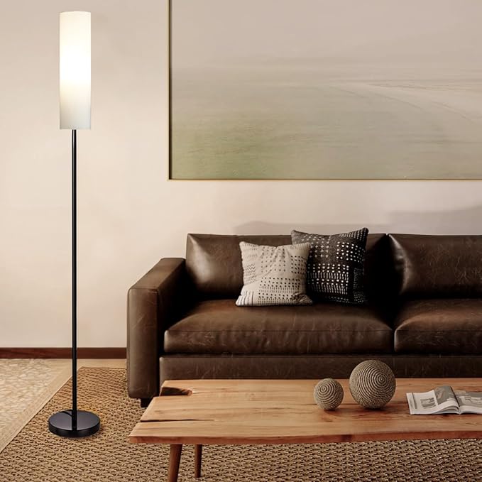 Floor Lamp for Living Room, Lamp with 3 Color Lampshades, Remote Standing Lamp for Bedroom, Office, Room décor(Bulb Included) (White)