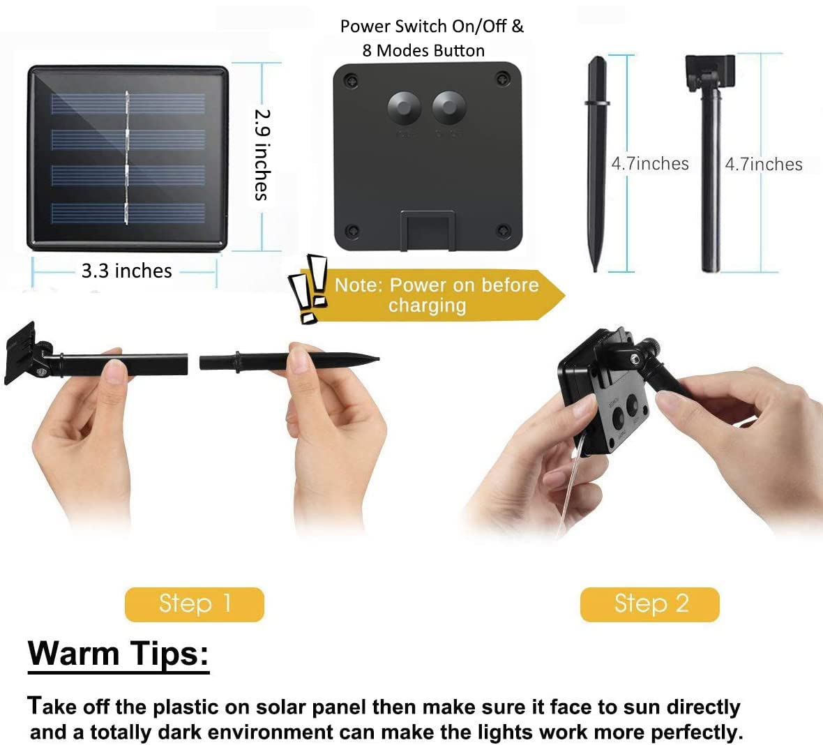 Soltuus Solar Powered Fairy Lights, 180 LEDs Multi Strand String Lights for Watering Can Outdoor, Waterproof Solar Waterfall Lights, Warm White Firefly Bunch Lights