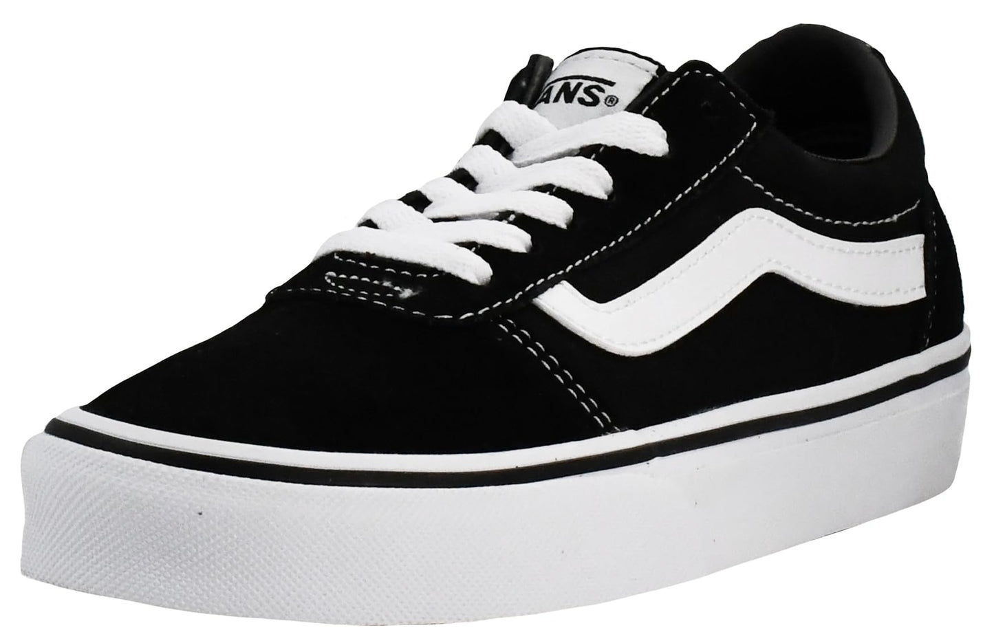 Mens Vans Size 9, Ward Sneaker Black & White Suede Canvas Lace Up Shoes, Low Top Men's Trainers, Lightweight Sports Shoes by Vans Active Wear Range (9 UK)