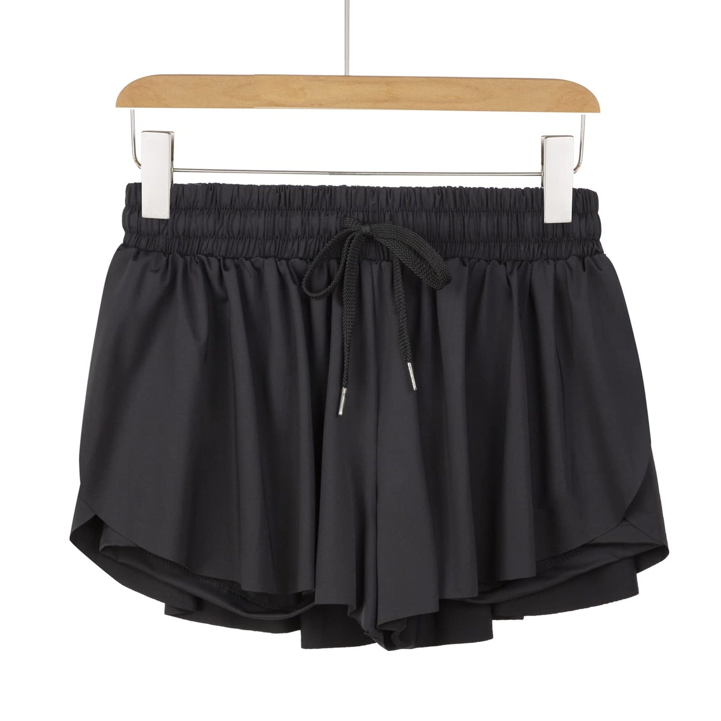 Flowy Athletic Shorts for Women Gym Yoga Workout Running Sweat Short Pants Spandex Butterfly Tennis Skort Skirt with Pockets Underneath Girls Cute Comfy Trendy Clothes Casual Summer Outfits Black M