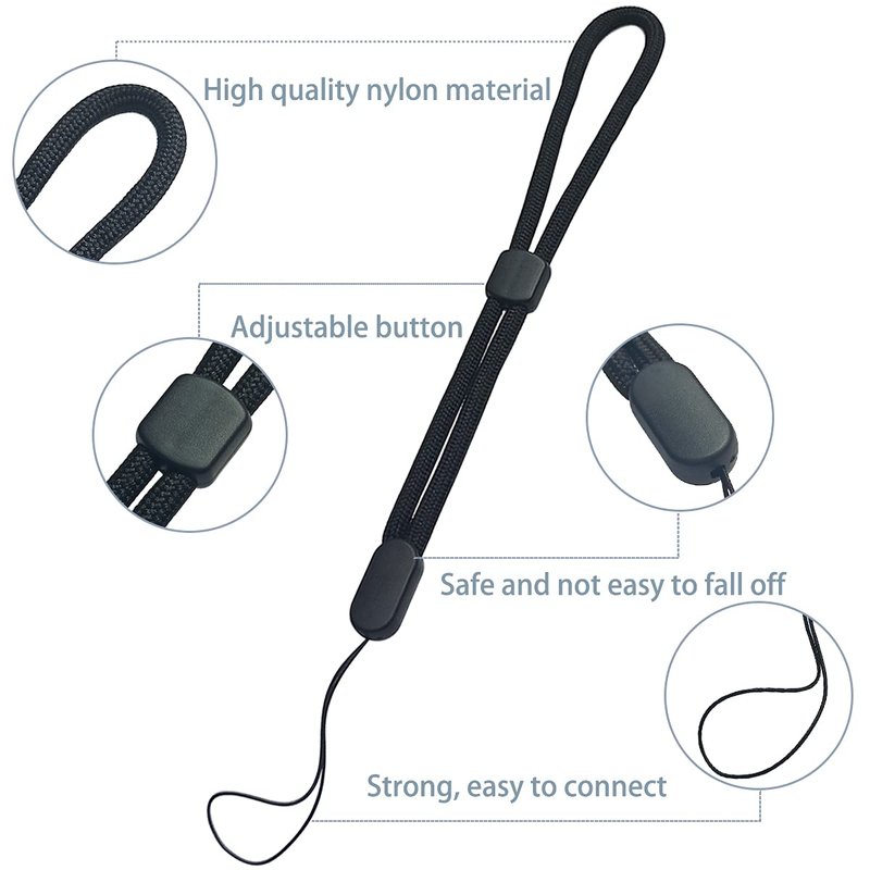 yuntop 5PCS Wrist lanyard, 7.8 inch Hand Wrist Strap Lanyard, Adjustable Nylon Wristlet Straps for Cell Phone, Camera, GoPro, PSP, USB Flash Drives, Flashlight (Black)