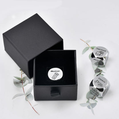 Valentines Day Gifts for Him Her: Steel Food Decision Dice Funny Gifts for Men Women Couple Girlfriend Boyfriend Husband Wife Anniversary Birthday Wedding Fathers Day Christmas Stocking Stuffers