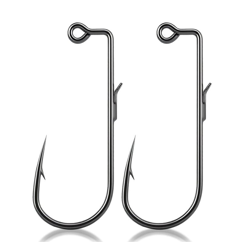 Natufish 50-Pac Swimbait Hooks 90-Degree Jig Hooks with Wire Keeper for Freshwater & Saltwater Fishing, Bass Trout Fly Tying, Durable Jig Mold Making Supplies