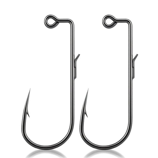 Natufish 50-Pac Swimbait Hooks 90-Degree Jig Hooks with Wire Keeper for Freshwater & Saltwater Fishing, Bass Trout Fly Tying, Durable Jig Mold Making Supplies