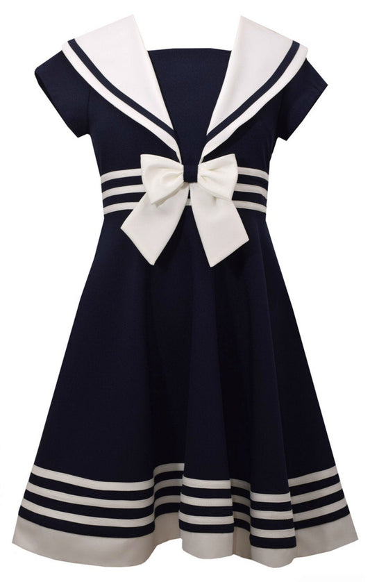 Bonnie Jean Young Girls Navy Sailor Dress Nautical (Navy, 16)