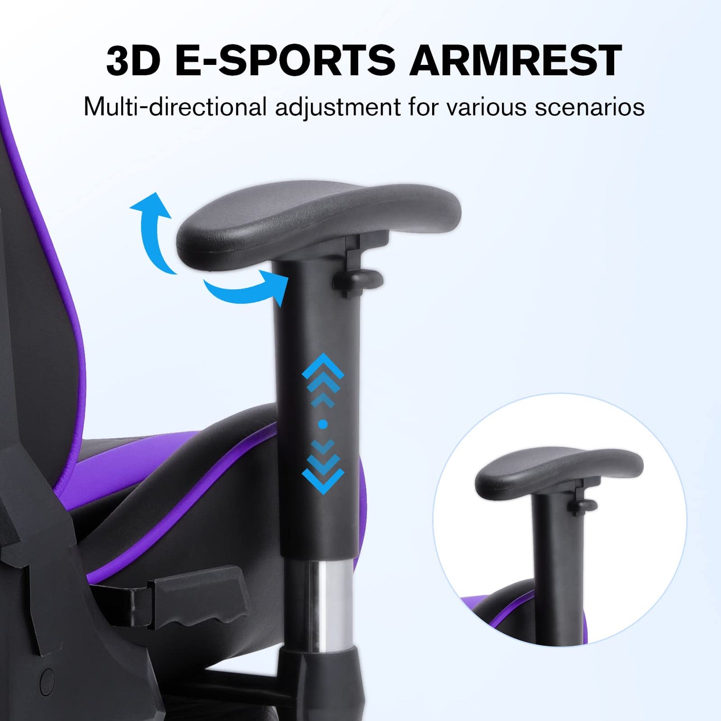 GTRACING Gaming Chair with Bluetooth Speakers Music Video Game Chair Audio Ergonomic Design Heavy Duty Office Computer Desk Chair GT890M Purple