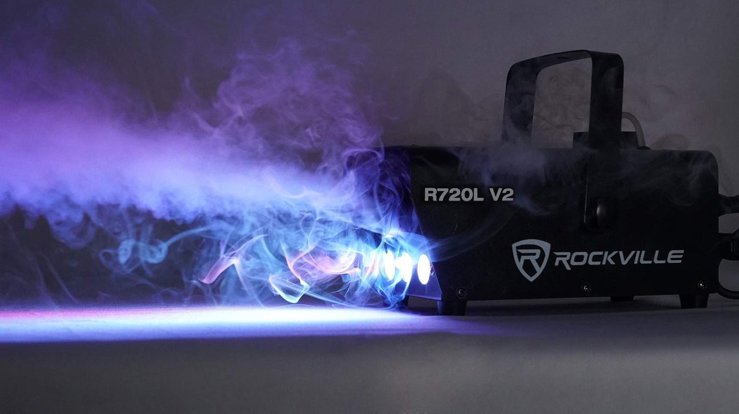 Rockville Fog/Smoke Machine w/Remote+Fluid+Multi Color LED Built in (R720L)
