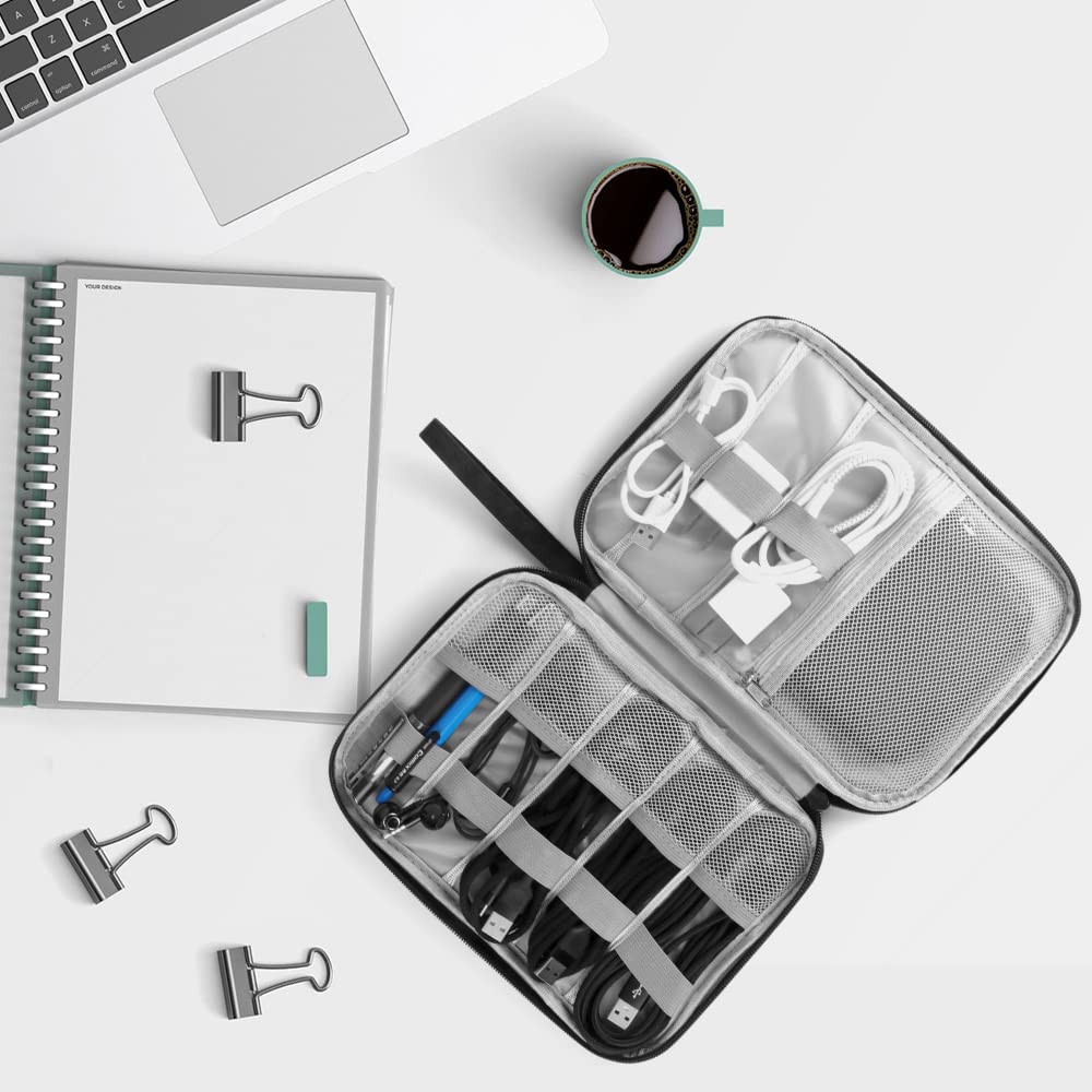 HCFGS Electronics Accessories Organizer Bag, Travel Cable Organiser Bag, Universal Carry Travel Gadget Bag for USB Cable Drive, SD Card, Charger Hard Disk (Black)