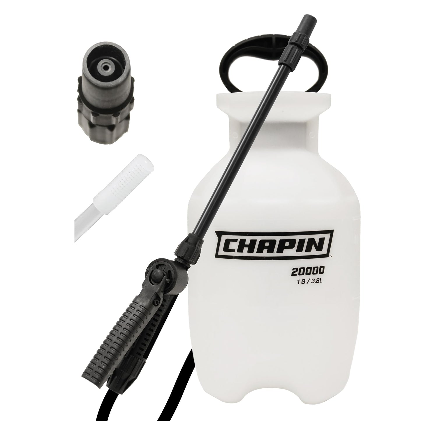 Chapin 20000 Made in USA 1 -Gallon Lawn and Garden Pump Pressured Sprayer, for Spraying Plants, Garden Watering, Weeds and Pests, Polypropylene, Translucent White