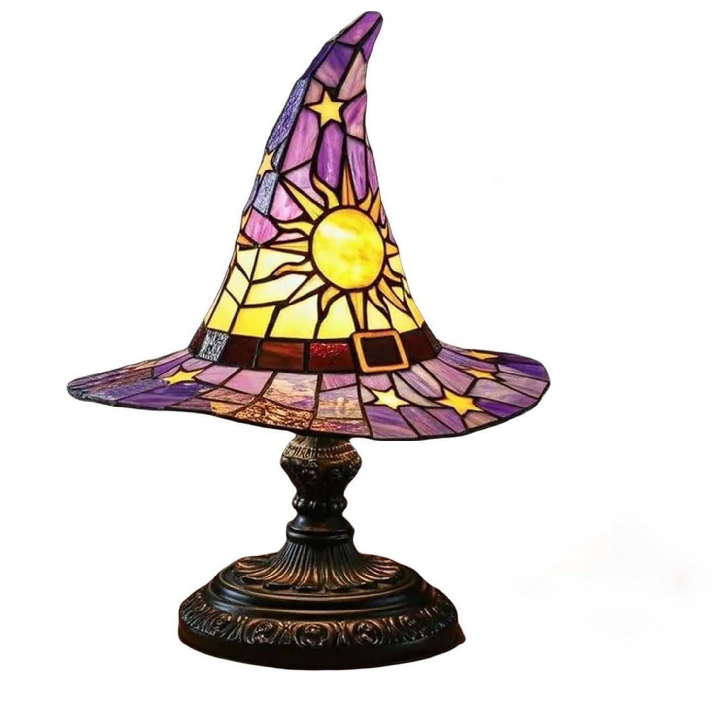 Tiinasol Witch Hat Lamp, Handmade Gothic Witch Hat Lamp, Small Table Lamp, Mysterious Bedroom Atmosphere and Witchcraft Gift, Weird and Fun Table Lamp in The Shape of a Small Wizard Hat
