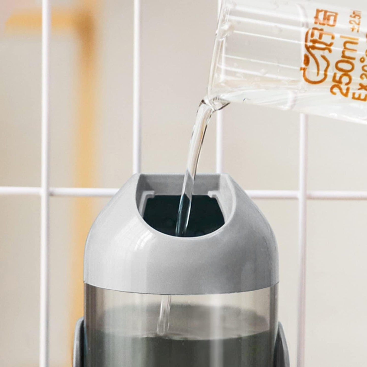 Pet Water Bottle [Grey, 500ml/18oz] Hanging Dog Water Dispenser Kennel Drinker Kettle Feeder BPA Free Cage Crate Hutch Puppy Cat Rabbit