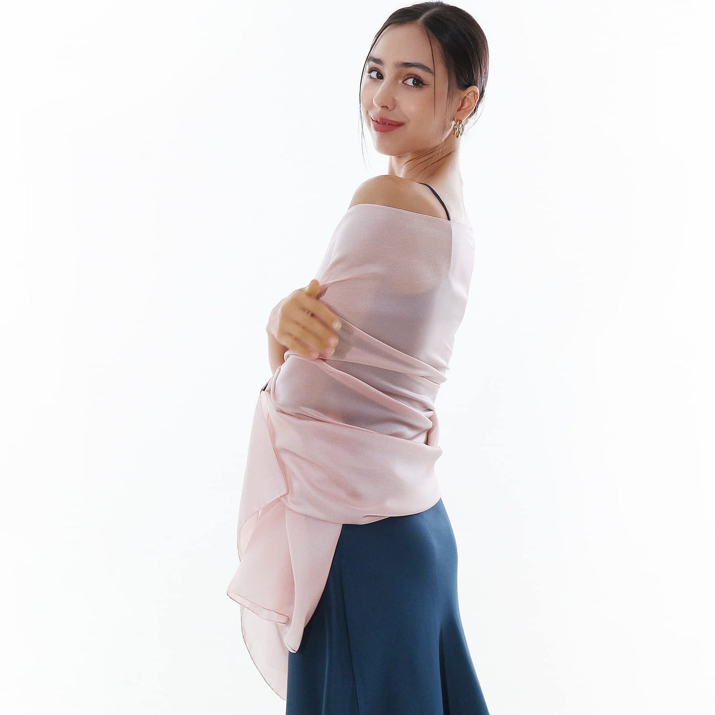 RIIQIICHY Ladies Pink Scarf Pashmina Shawls and Wraps for Weddings Like Silk Chffion Scarf for Women Evening Dresses