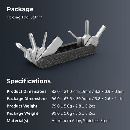 SMALLRIG Camera Tool, Folding Tool Set with Screwdrivers and Wrenches, Camera Toolkit Photography Tool Including Allen Wrenches, Slotted Screwdriver, Cross-Head Screwdriver, T25 Driver - 4681