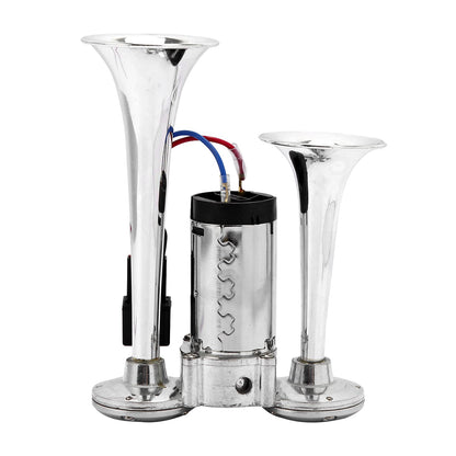 600DB Super Loud Dual Electric Air Horns Kit for Vehicles - With Compressor, Applicable for Cars, SUVs, Trucks, Boats (Sliver)