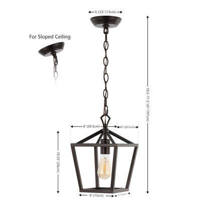 JONATHAN Y JYL7618A Pagoda 8" 1-Light Vintage Farmhouse Iron Chain Pagoda LED Pendant Minimalist, Rustic, Industrial, Classic, Casual, Living Room, Dining Room, Bedroom, Foyer, Oil Rubbed Bronze