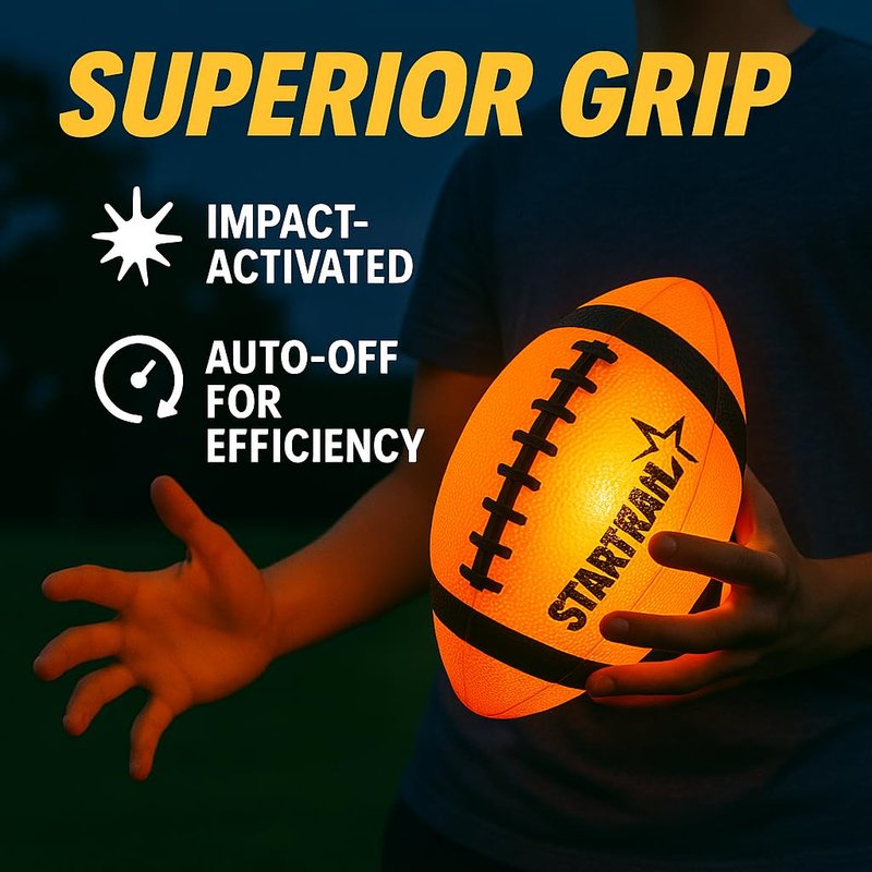 Glow in The Dark Football | Ultra-Bright Double LED Light-Up Football Size 6 with 3 Extra Batteries and Pump for Kids & Teens Ages 6+ | Outdoor Fun for Evening Play, Camping & Beach Games