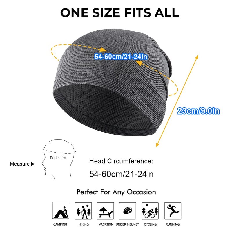 WTACTFUL 2pcs Cooling Skull Cap for Men Women Lightweight Breathable 3D Mesh Beanie Hat, Thin Quick Dry Running Cap for Cycling Motorcycle Helmet Hard Hat Liner Summer