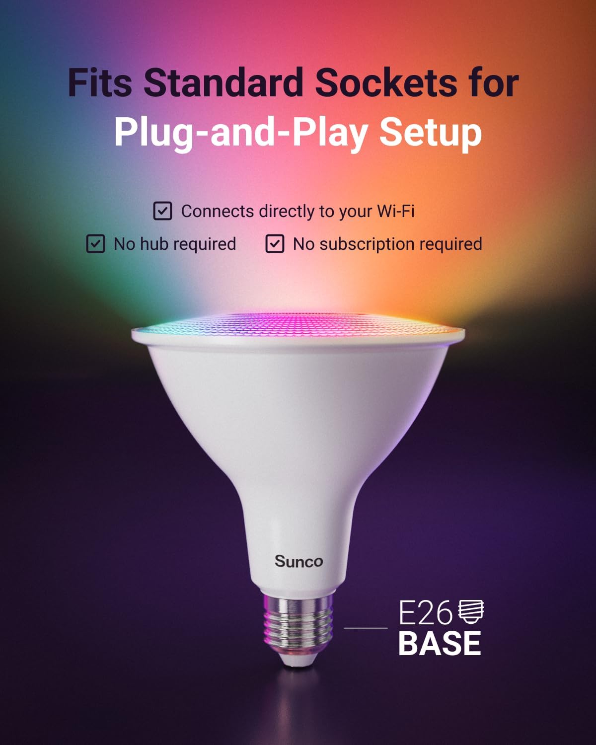 Sunco PAR38 Alexa Compatible Smart LED Bulbs, WiFi Color Changing Outdoor Flood Light, 13W, RGB Tunable White CCT, Dimmable, with Amazon Alexa & Google Assistant, No Hub Required 2 Pack