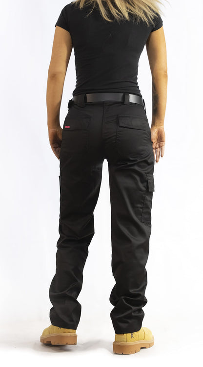 SITE KING Ladies Cargo Combat Work Trousers Sizes 10 to 20 (10, Black)