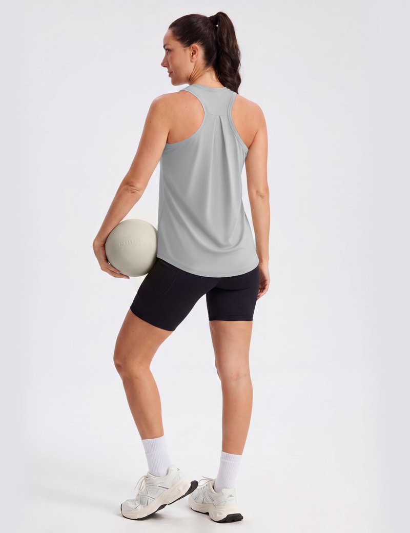 MAGCOMSEN Sleeveless Tops for Women Workout Athletic Tops Racerback Muscle Tanks Grey Gym Running Tank Tops Dry Fit M