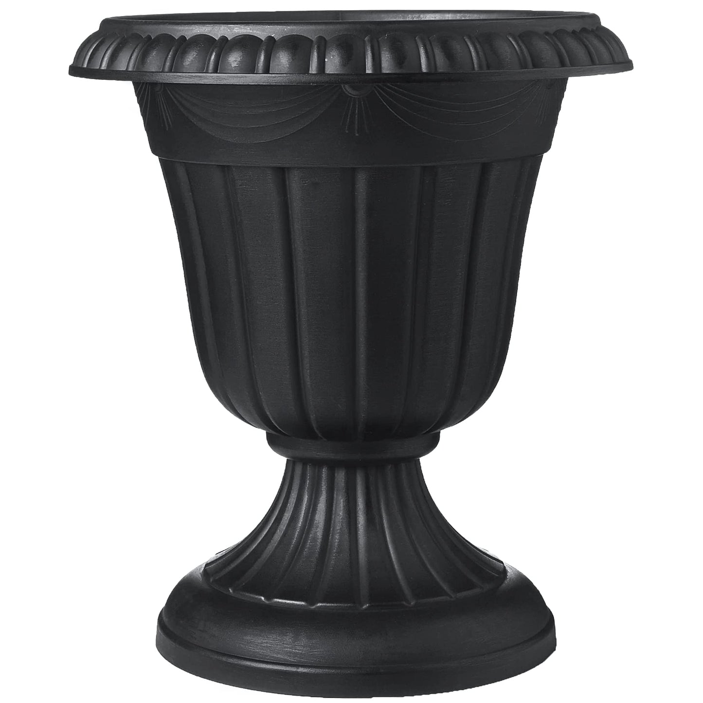 Arcadia Garden Products PL10BK Classic Traditional Plastic Urn Planter Indoor/Outdoor, 15" x 13", Black