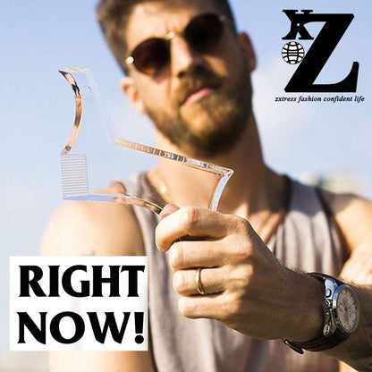 Beard Shaping Styling and Haircut Tools for Men - Perfect for Hairline Line-up, Edging - Stencil/Template for Trimming, Mustache, Goatee, Neckline, Great Gift