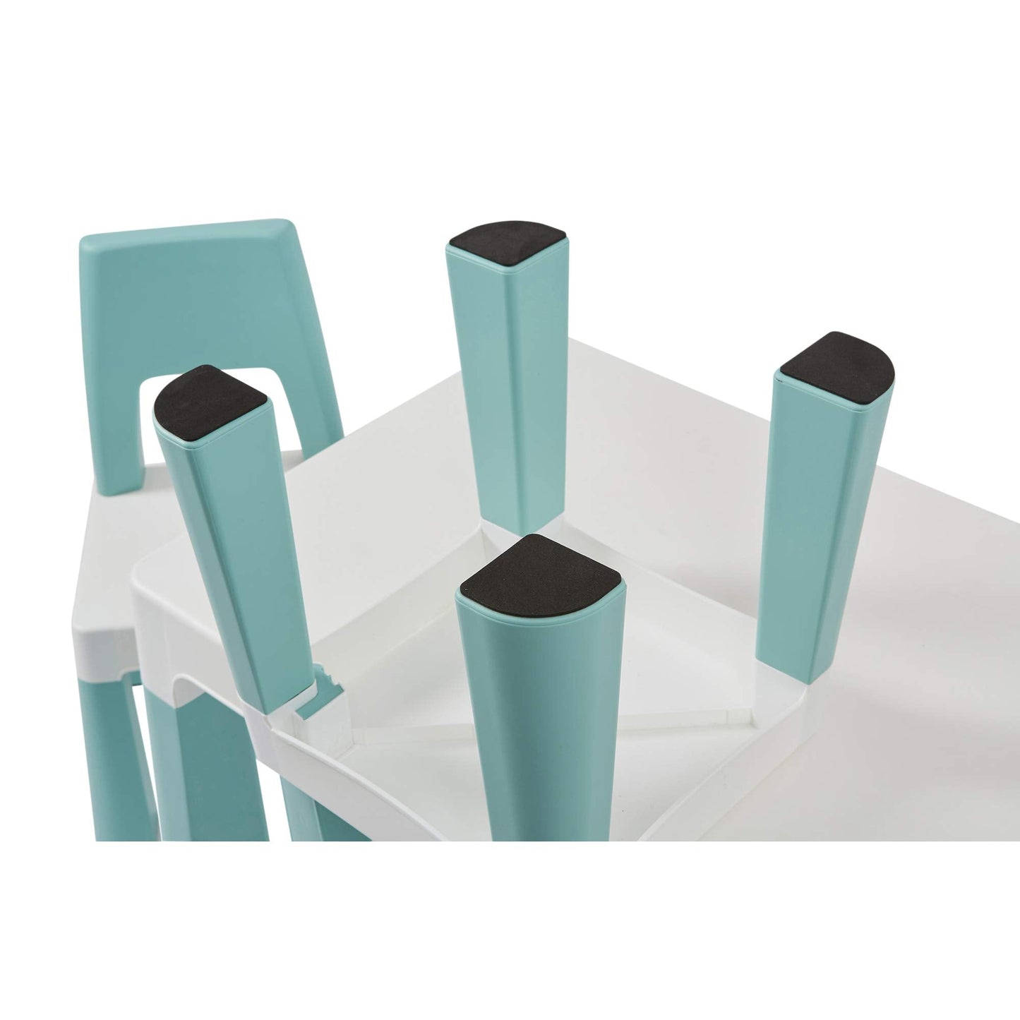 Liberty House Toys Kids Height Adjustable Table and 2 Chairs, Tough Durable Polypropylene, White and Forest Green, 49/54cm H x 50cm W x 78cm D,H490/ 540 x W780 x D500mm