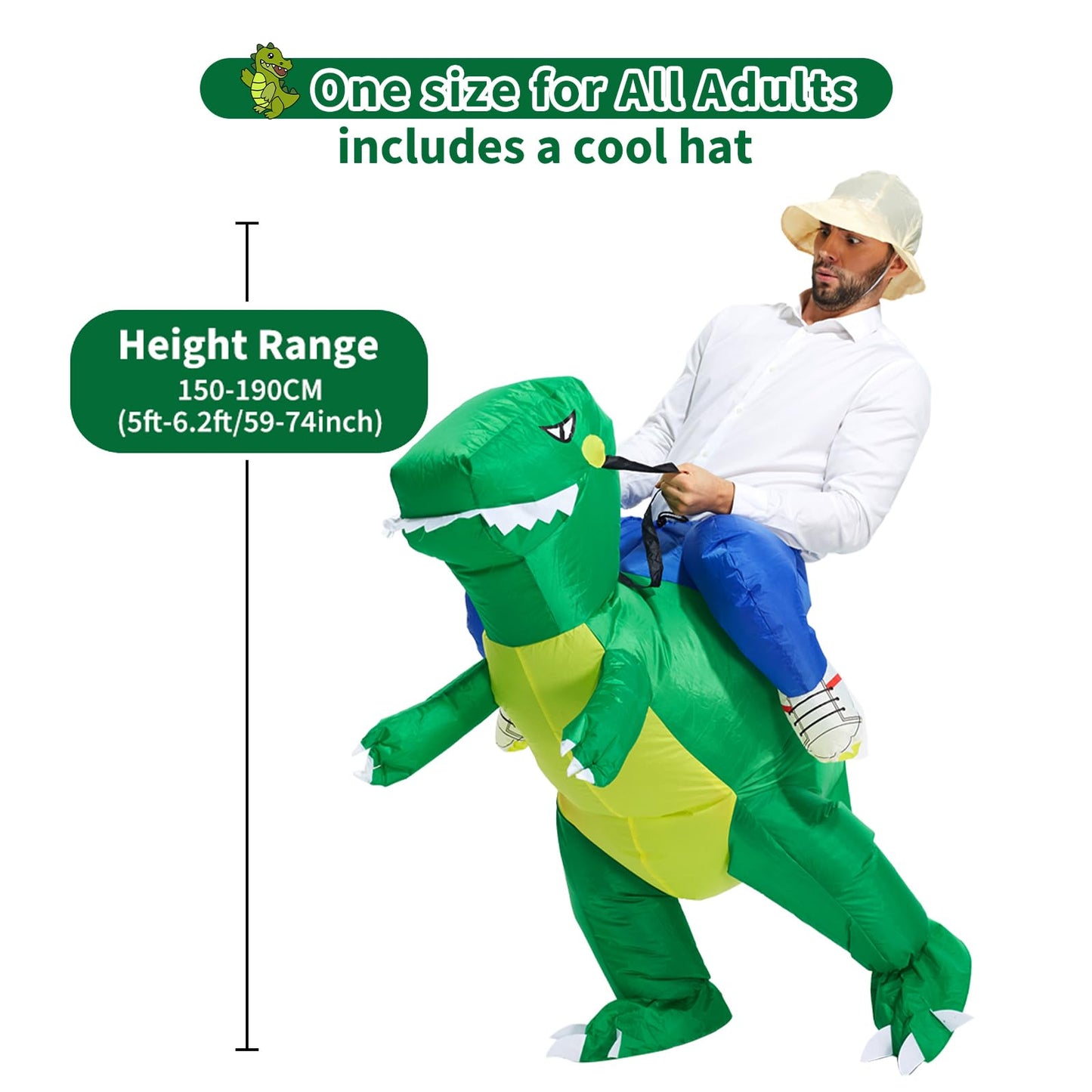 TOLOCO Inflatable Costume Adult, Halloween Costumes for Men, Dinosaur Adults, Blow up T REX