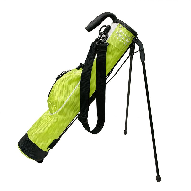 Orlimar Pitch 'N Putt Junior Golf Bag with Stand, Lime Green 25" Tall Ultra-Lightweight Kids Golf Club Bag for 7 or Fewer Clubs with 2 Way Divider Top 1 Zippered Pocket Shoulder Strap Carry Handle