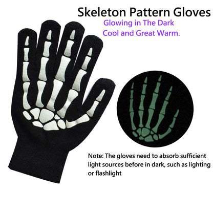 MELOP Skeleton Skull Ghost Halloween Balaclava Face Mask for Cosplay Costume Cycling Outdoor Sport Winter Warmer With Skeleton Pattern Gloves